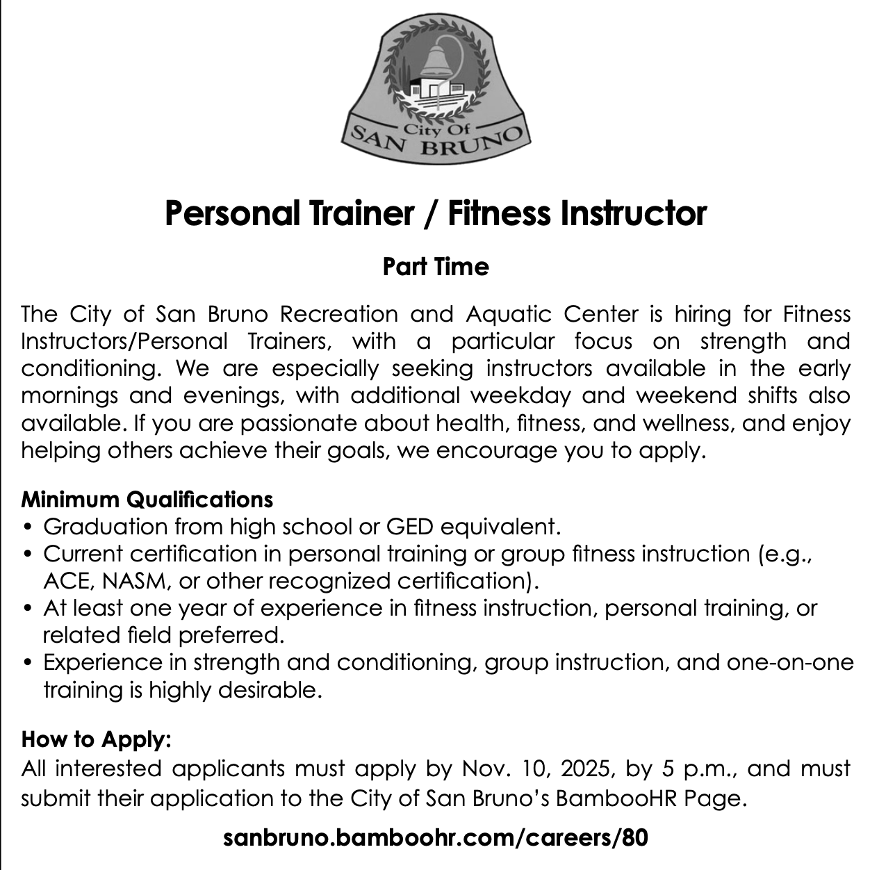 Personal Trainer / Fitness Instructor Wanted